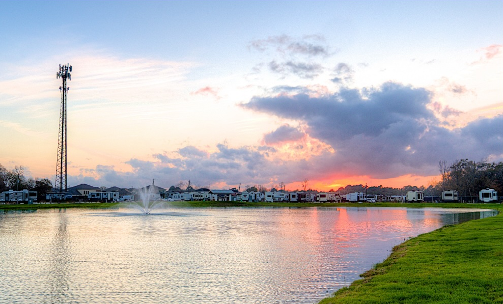 Community RV Resort Corpus Christi sunset over the water